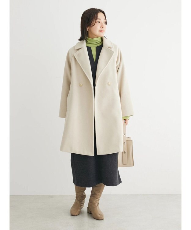 Green Parks ビーバー調テーラードカラーコート Cream