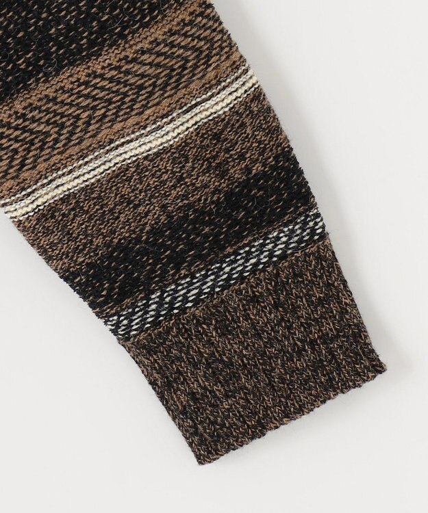 JOSEPH ABBOUD 【インポート素材/軽量】ベビーアルパカ ジャカード セーター ダークブラウン系7