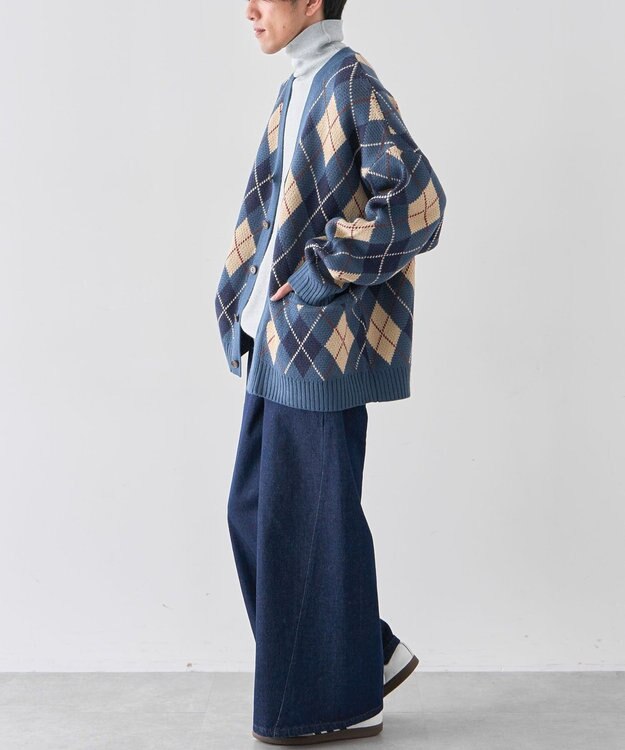 CRAFT STANDARD BOUTIQUE アーガイル柄カーディガン Blue