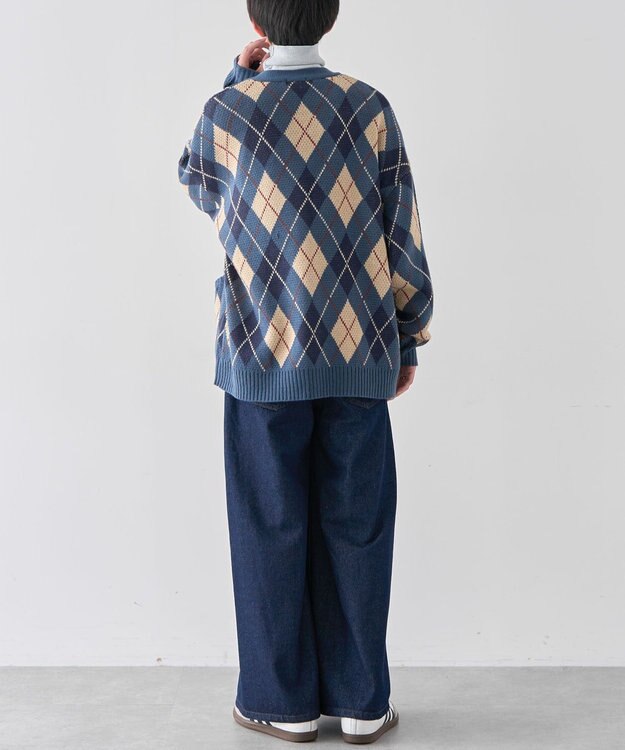 CRAFT STANDARD BOUTIQUE アーガイル柄カーディガン Blue