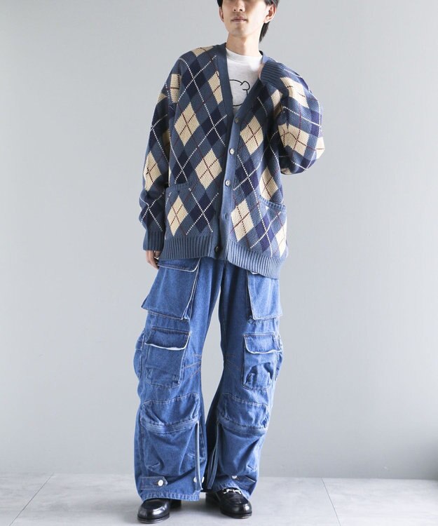 CRAFT STANDARD BOUTIQUE アーガイル柄カーディガン Blue