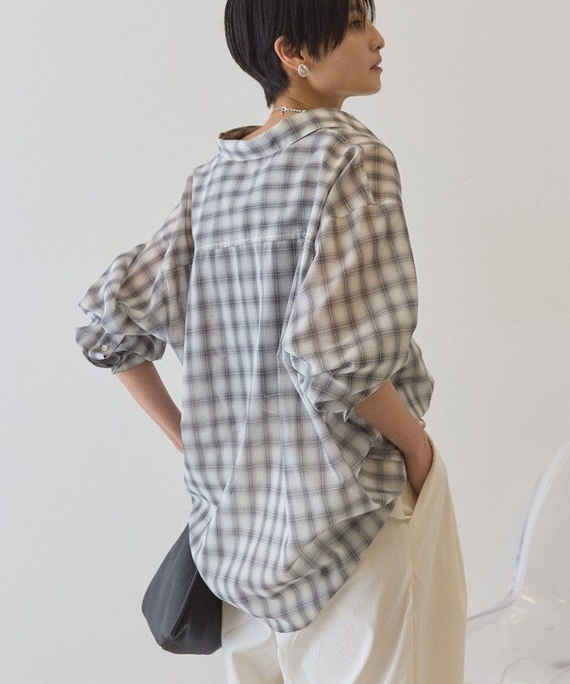 AMERICAN HOLIC シアーチェックシャツ Light Gray