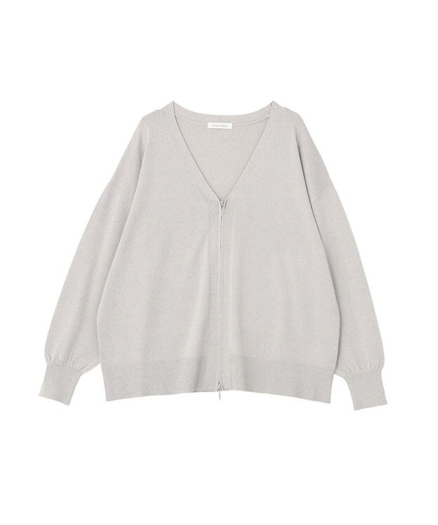 Green Parks ＶネックＺＩＰカーディガン Gray Mixture