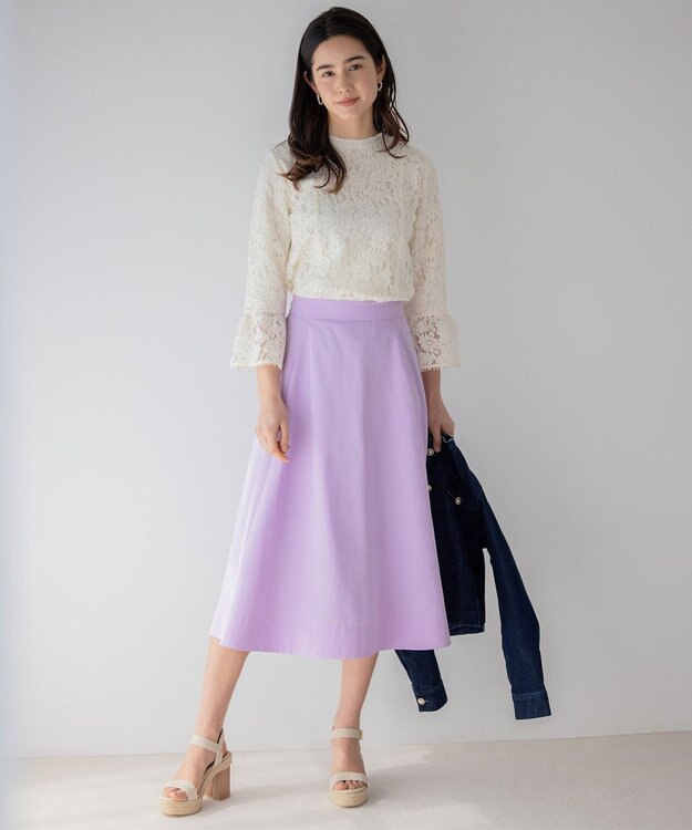 組曲 【5色展開・後ろゴム仕様】カラータフタ スカート パープル系