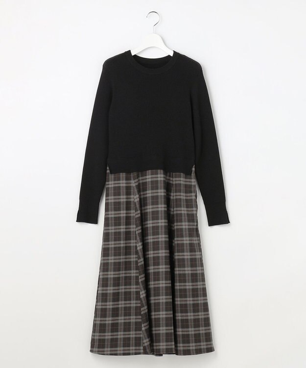 ANY SIS S ドッキングニット ワンピース ブラック