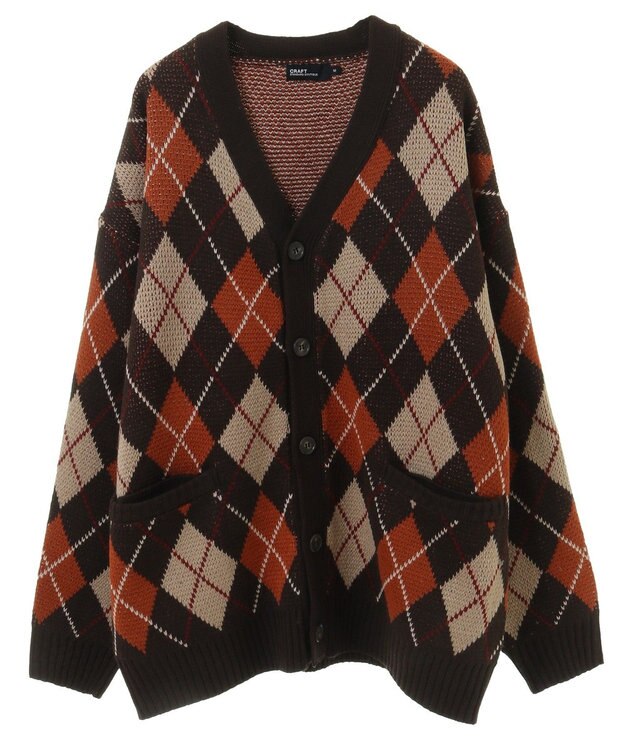 CRAFT STANDARD BOUTIQUE アーガイル柄カーディガン Brown