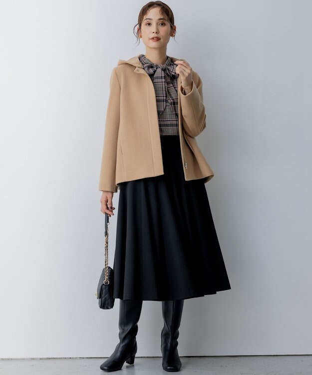 組曲 2WAYショートビーバー フーテッドコート ベージュ系