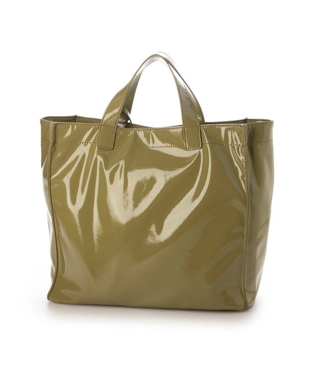 UNBILLION カシュカシュ cachecache / ソフトエナメルスクエア手提げトート ライトグリーン