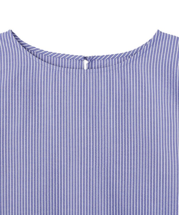 YECCA VECCA パールタックスリーブブラウス Stripe