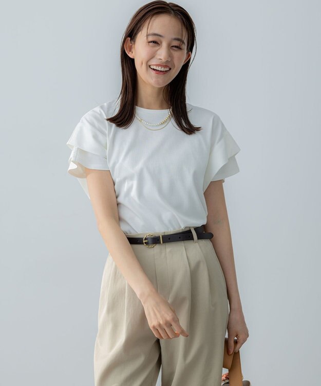 組曲 S IZAコットンドルマンスリーブ Tシャツ アイボリー系