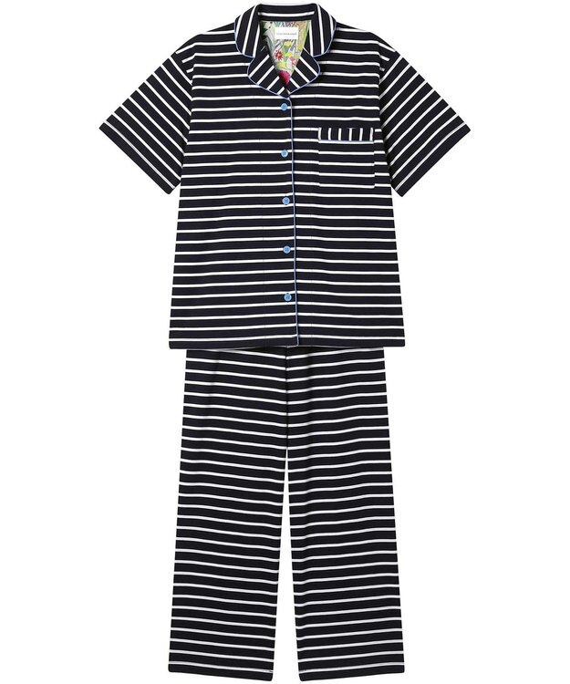 une nana cool 【綿100％】やわらか天竺ボーダー半袖パジャマ MADE WITH LIBERTY FABRIC KO