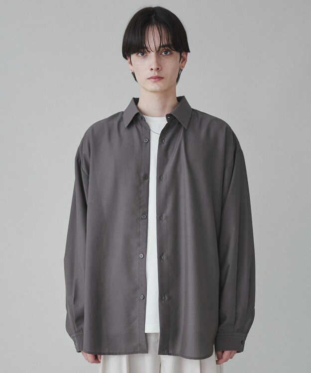 WEGO 【ユニセックス着用ITEM/SMLサイズ展開/冷房対策/紫外線対策】シアーBIGシャツ ダークグレー