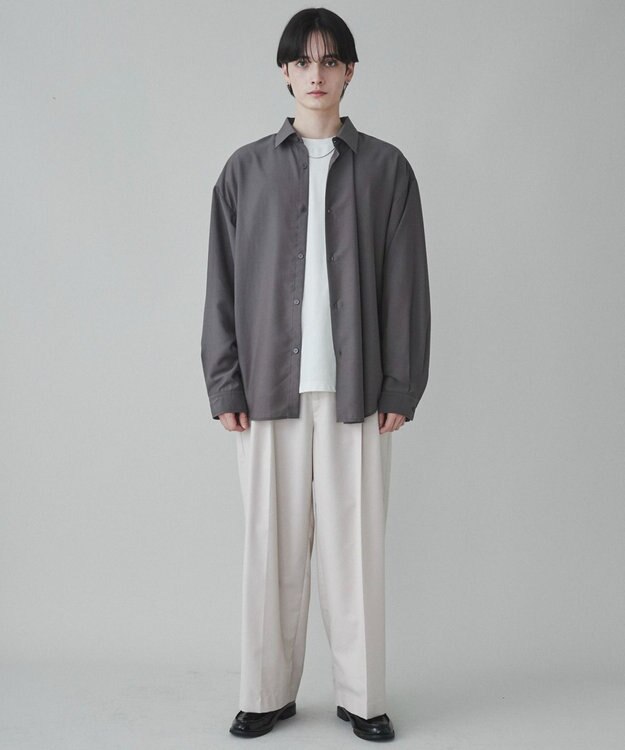 WEGO 【ユニセックス着用ITEM/SMLサイズ展開/冷房対策/紫外線対策】シアーBIGシャツ ダークグレー