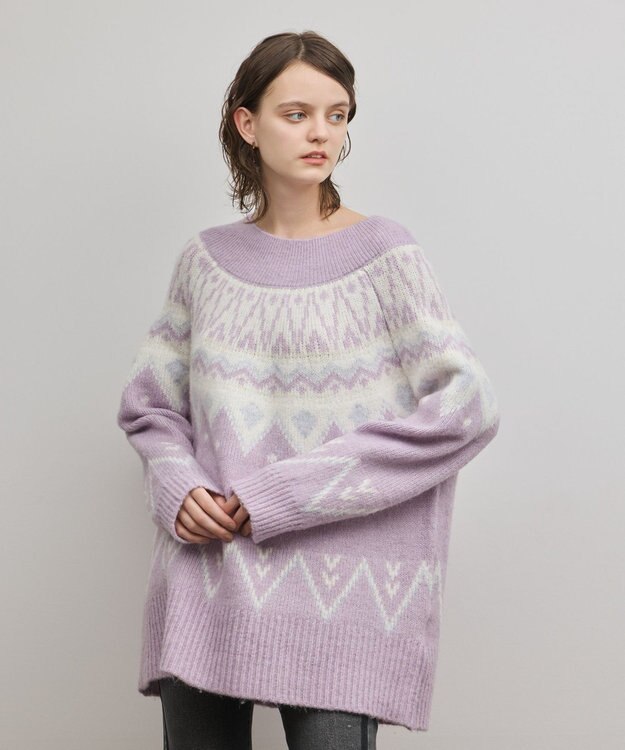 GRACE CONTINENTAL フェアアイルニットトップ ラベンダー