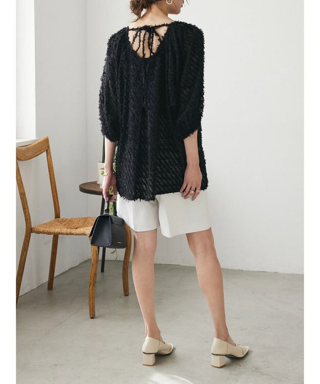 Green Parks AnriettMusee カットジャガードタックブラウス Black