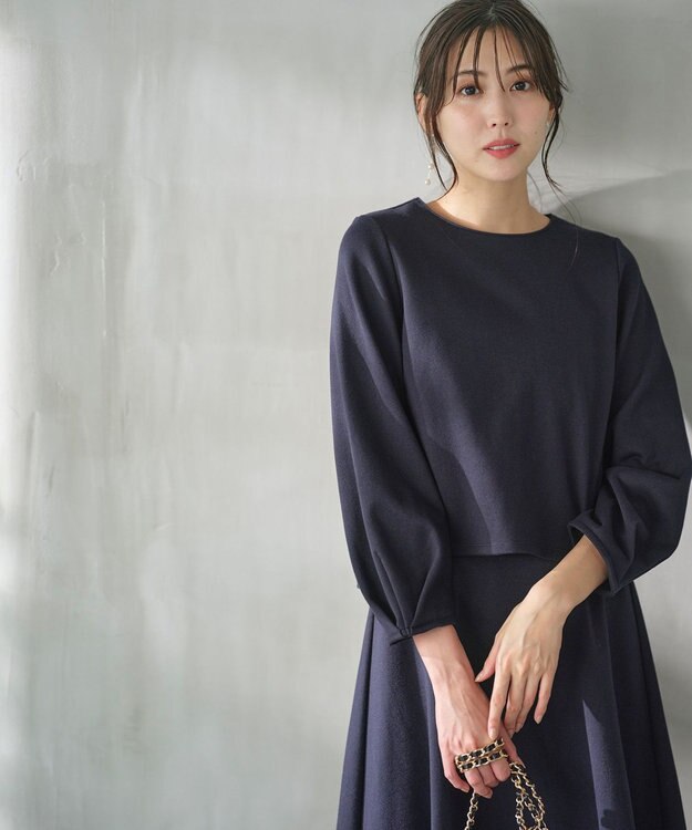 ANY SIS 【WEB・一部店舗限定】カットジャカード襟付き2WAY セットアップ ネイビー系