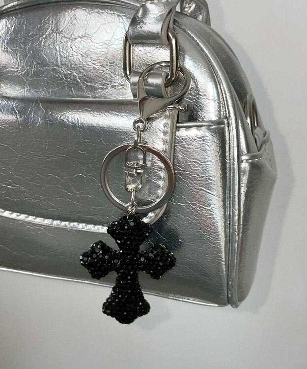 WEGO キラキラクロスキーホルダー ブラック