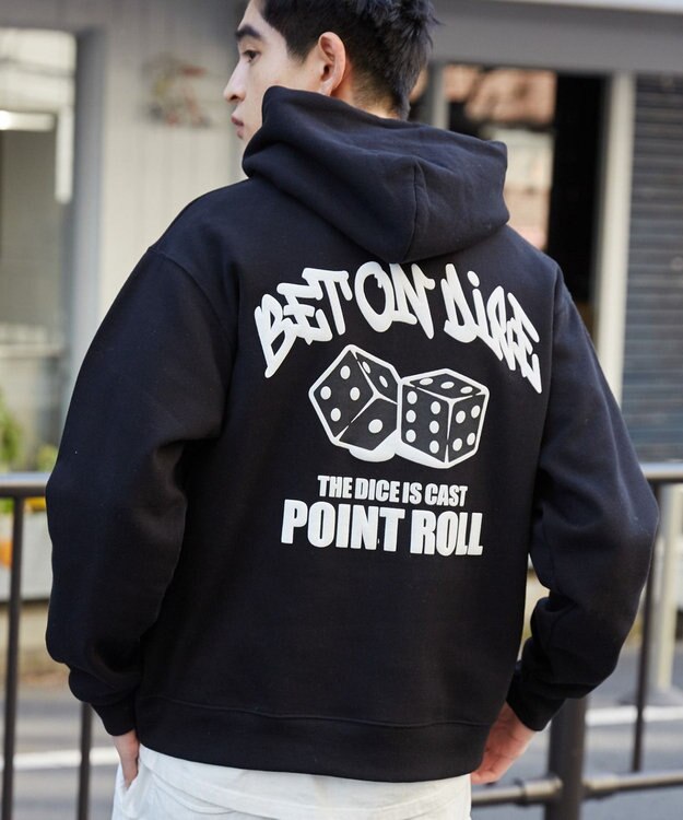 WEGO 【裏起毛/ユニセックス着用ITEM】リラックスフィットグラフィックパーカー ブラック