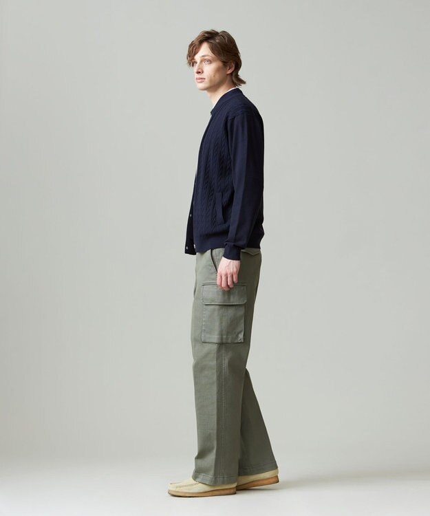 J.PRESS MEN 【ストレッチ性 / イージーケア】【FLEX YARN】ケーブルニットブルゾン型カーディガン ネイビー系