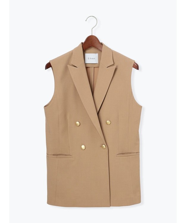 Te chichi リネンライクダブルブレストジレ(セットアップ可) ベージュ