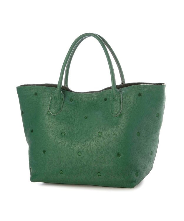 UNBILLION ペルケ perche / 牛革ドット刺繍トートバッグ グリーン