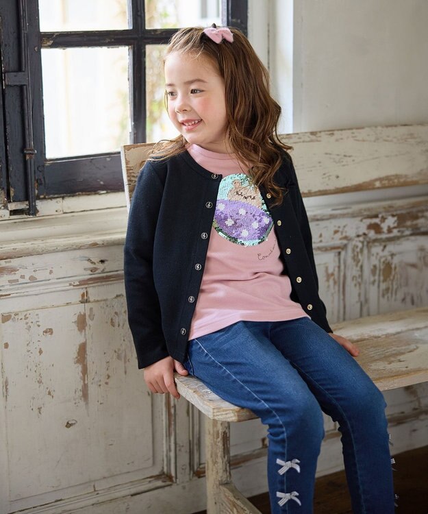 ANY KIDS 音符ボタンカーディガン ブラック