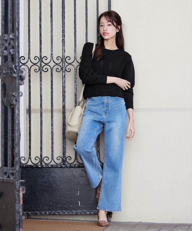 Tiaclasse 【洗える】ウェーブ編みニットプルオーバー ブラック