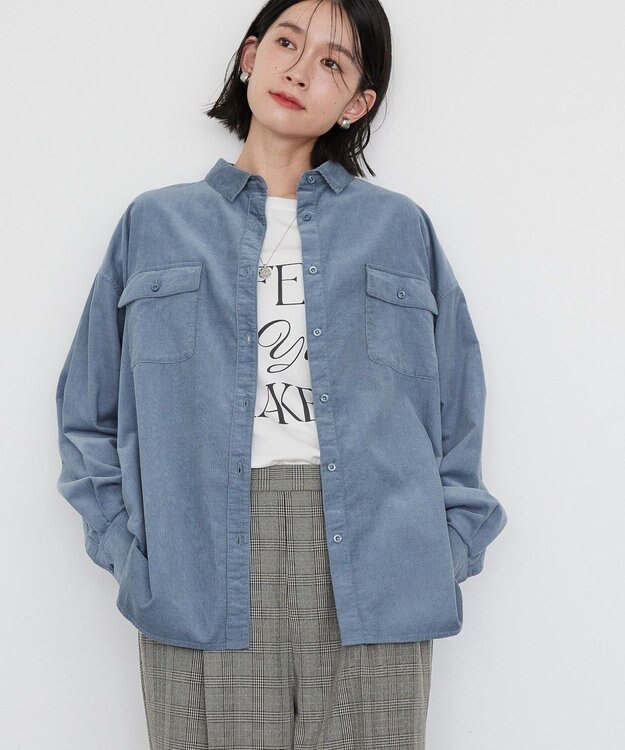 AMERICAN HOLIC Ｗポケットコーデュロイシャツ Sax