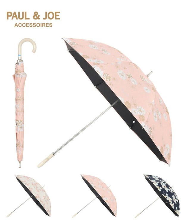 MOONBAT 【軽量】PAUL & JOE 晴雨兼用日傘 長傘 総柄クリザンテーム 一級遮光 遮熱 UV ピーチ