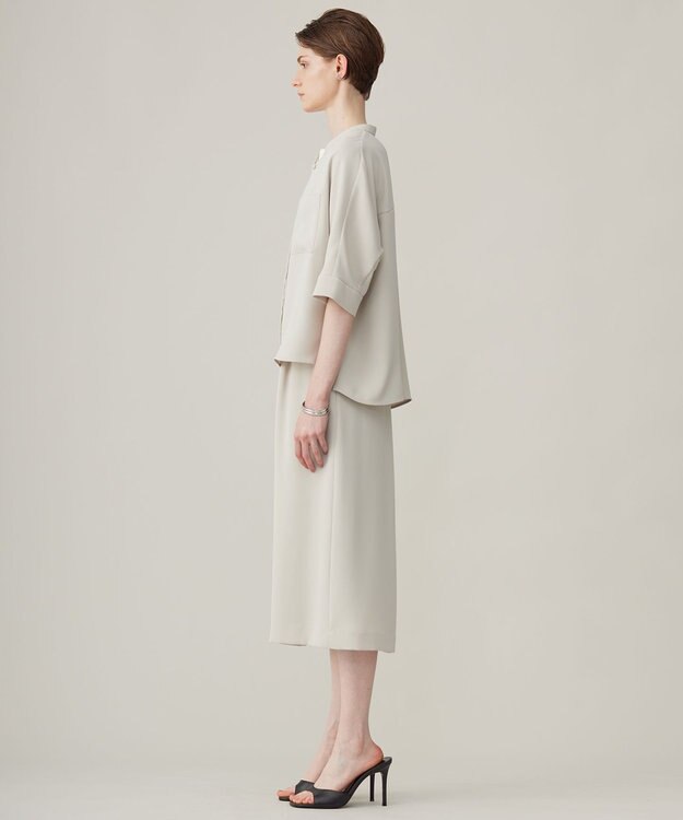 ICB L 【洗える】ライトダブルクロス クロップドシャツ トープ系