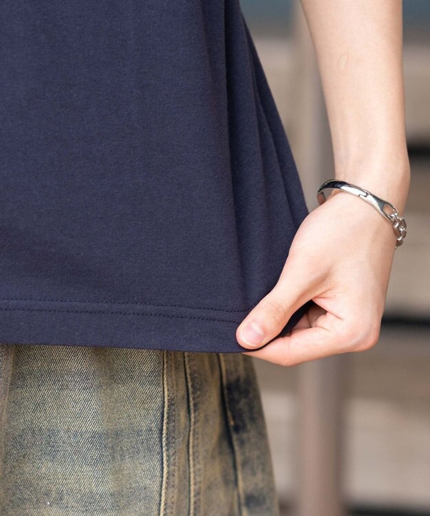 WEGO 【ユニセックス着用ITEM/MLサイズ展開】コンパクトフィットグラフィックリンガーT（SS） ネイビー