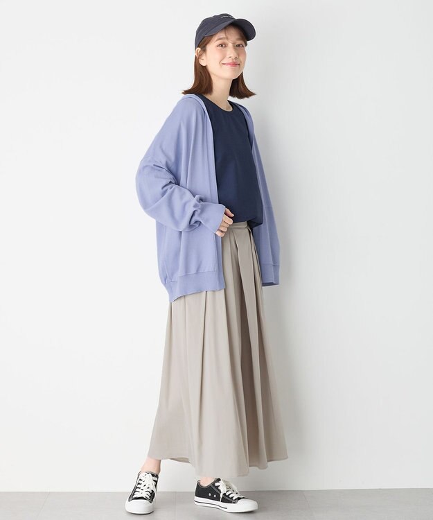 ANY ニットフーディーカーディガン サックス