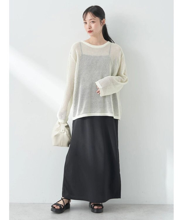 earth music&ecology ラメメッシュプルオーバー Ivory