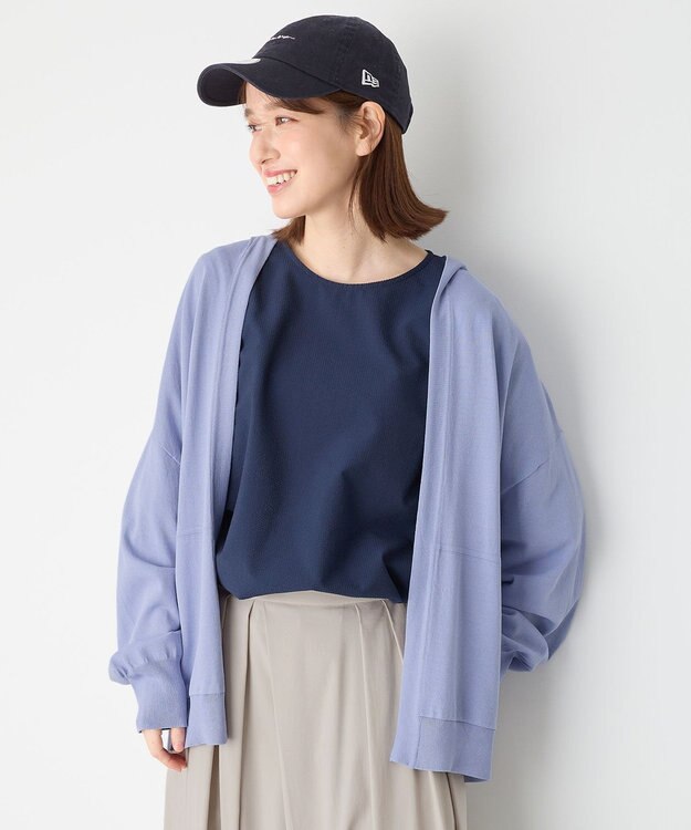 ANY ニットフーディーカーディガン サックス