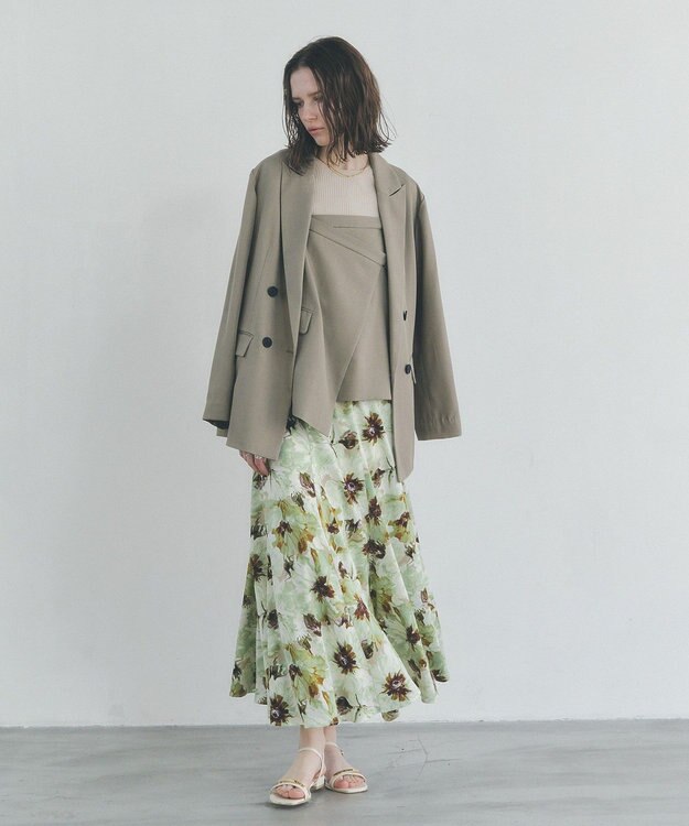 YECCA VECCA ロングテーラードジャケット Gray Beige