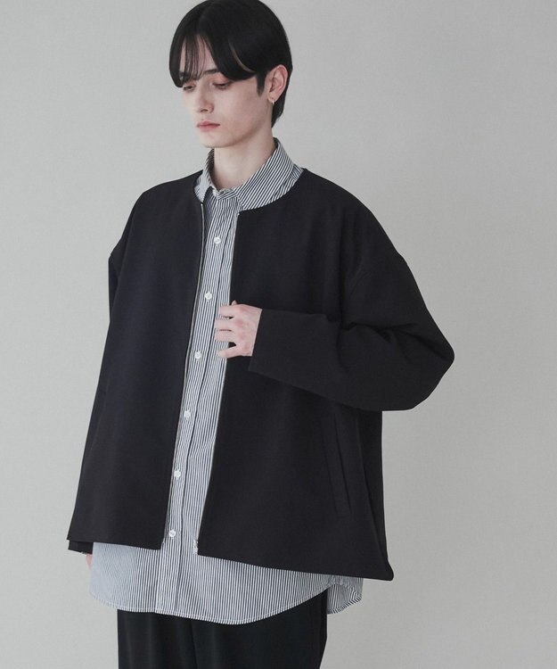 WEGO 【ユニセックス着用ITEM】トロミノーカラーブルゾン ブラック