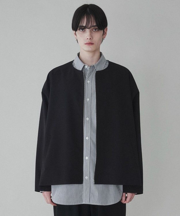 WEGO 【ユニセックス着用ITEM】トロミノーカラーブルゾン ブラック