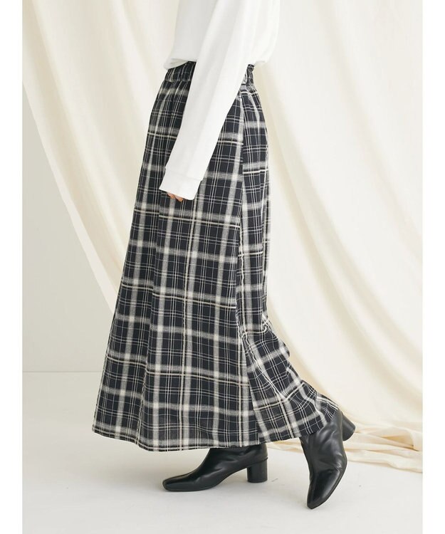 CRAFT STANDARD BOUTIQUE 先染めチェック（小）スカート Black