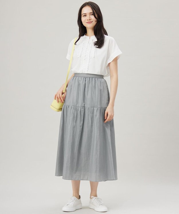 自由区 【洗える】ソフトリネンフリルディティール ブラウス オフ