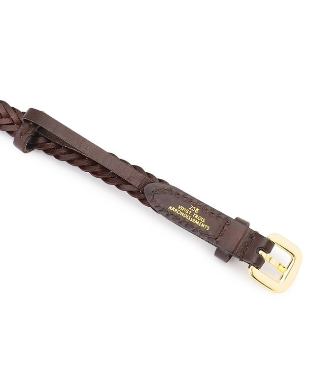 23区 ナロー メッシュ ベルト ダークブラウン系