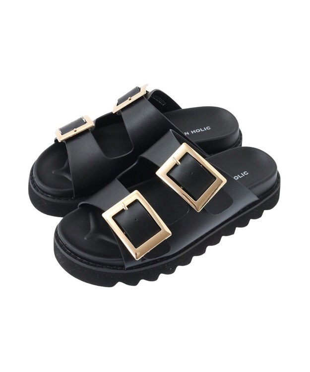 AMERICAN HOLIC バックルフラットサンダル Black