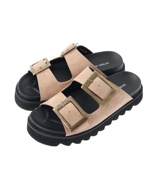 AMERICAN HOLIC バックルフラットサンダル Beige