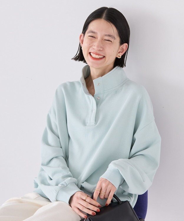 AMERICAN HOLIC 襟付き刺繍入りミニ裏毛プルオーバー Mint