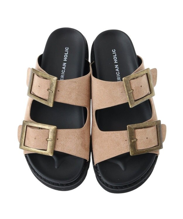 AMERICAN HOLIC バックルフラットサンダル Beige