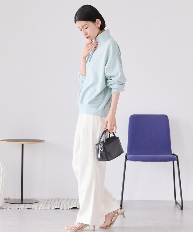 AMERICAN HOLIC 襟付き刺繍入りミニ裏毛プルオーバー Mint