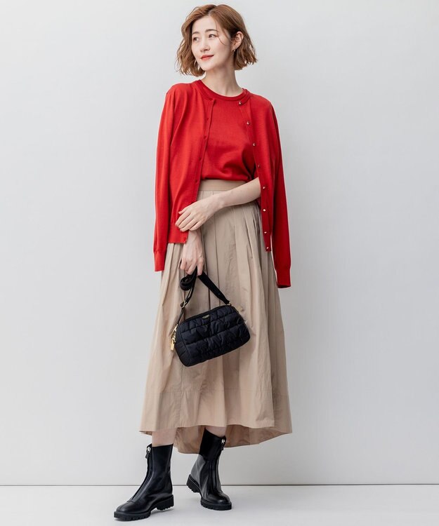 23区 【洗える/アンサンブル対応】サステナブルウール カーディガン レッド系