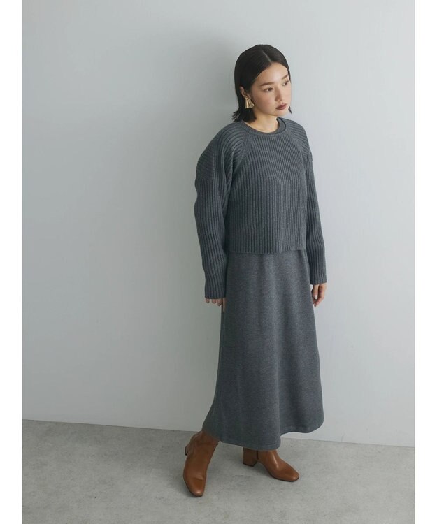Green Parks armonia. ＳＥＴ２点ニットワンピース Charcoal Gray