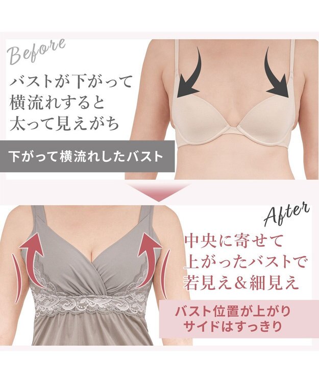 BRADELIS New York 【BRADELIS NewYork peace】綿混キャッチャーカップレースブラスリップ ボディラインをカバーする補整スリップ グレージュ