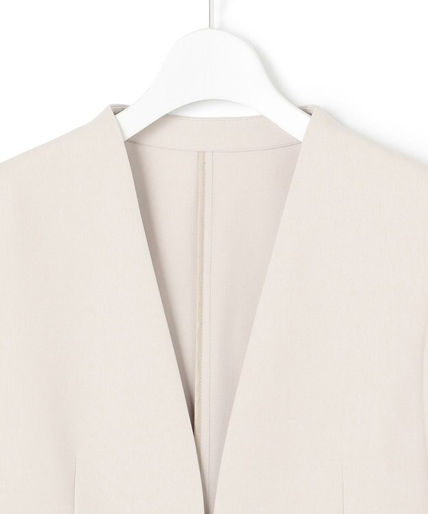 23区 S 【セットアップ対応/洗える】合繊 セットアップ ノーカラー ジャケット ベージュ系