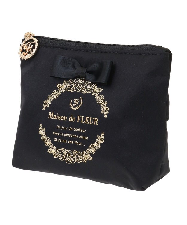 Maison de FLEUR サテンリボンティッシュケース Black